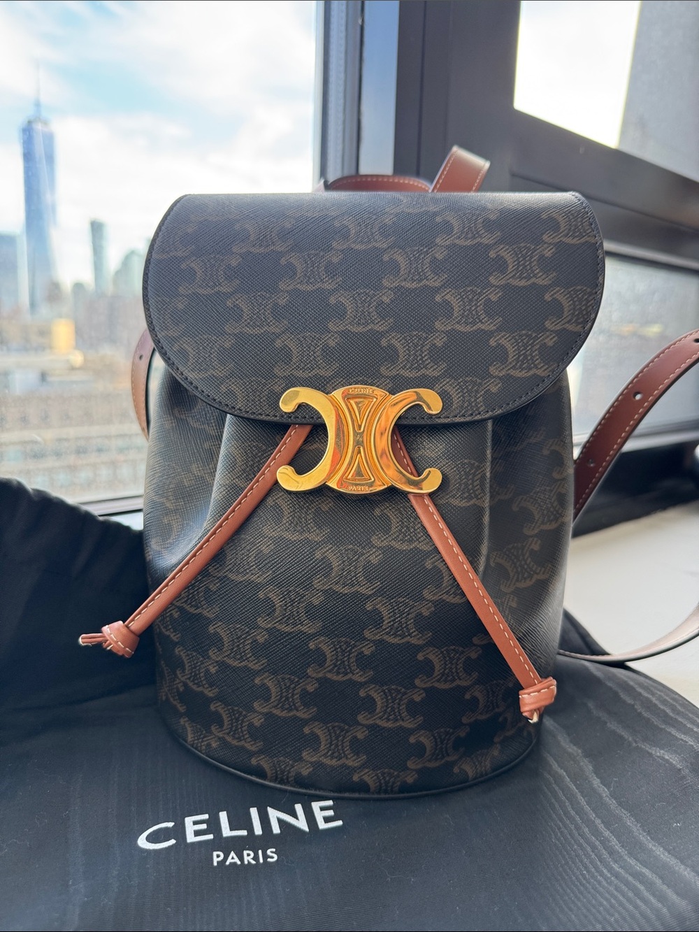 BACKPACK CELINE BONNIE IN Triomphe Canvas and calfskin